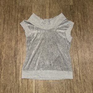 Vintage Y2K Juicy Couture Grey Velour Top - Large